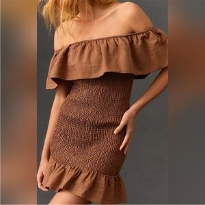 Anthropologie Smocked Mini Dress medium
